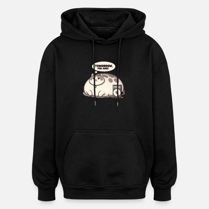 Fitness grouch chat - Sweat à capuche oversize unisexe - noir