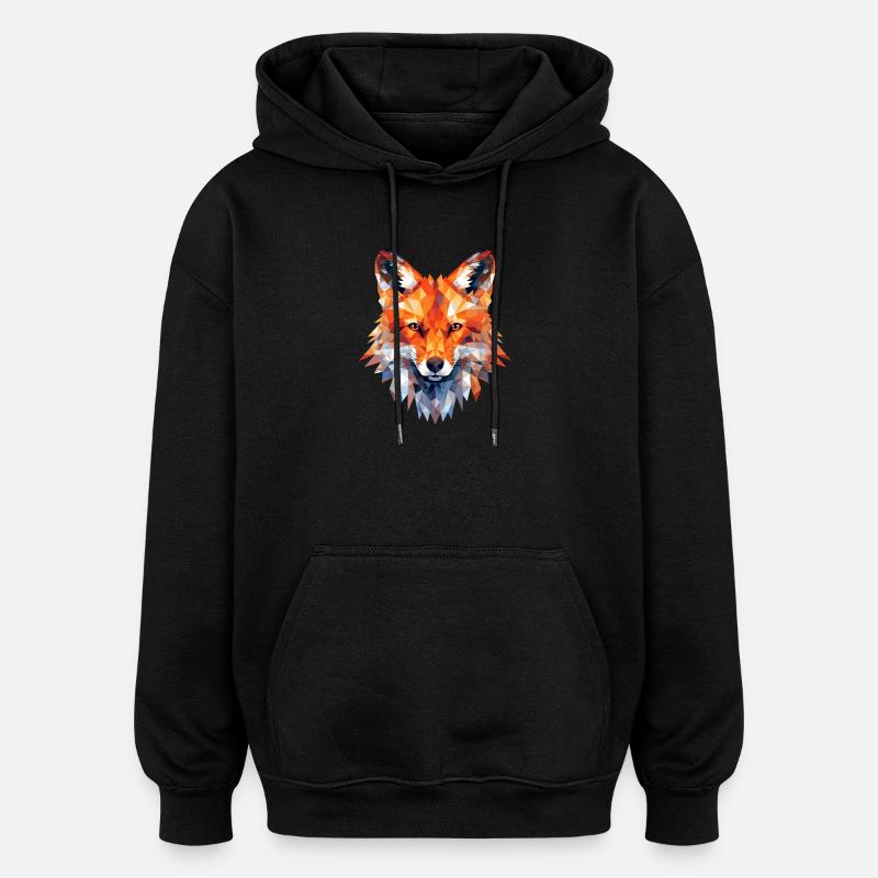 Fuchs Polygon Füchse Wald Polarfuchs Tier - Oversized Unisex Hoodie - Schwarz