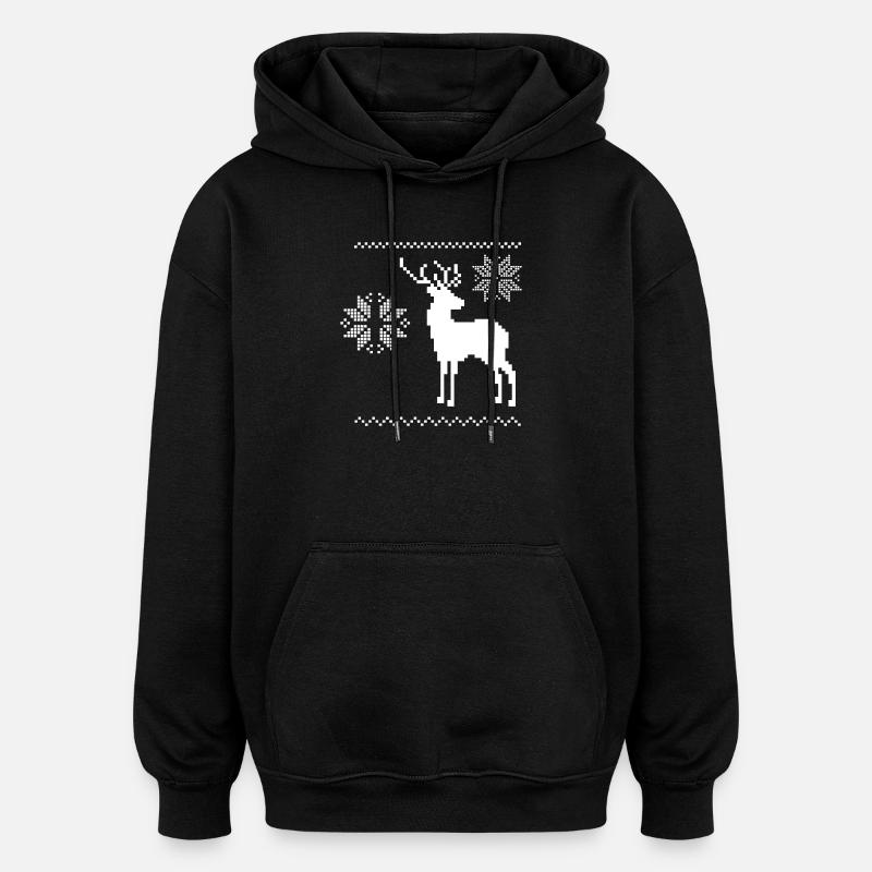 Reindeer - Oversized Unisex Hoodie - black