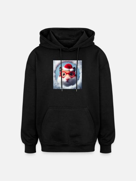 Hamster comme Père Noël - Sweat à capuche oversize unisexe - noir