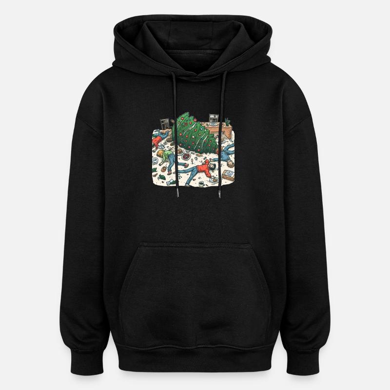 Exuberant Christmas tree party - Oversized Unisex Hoodie - black