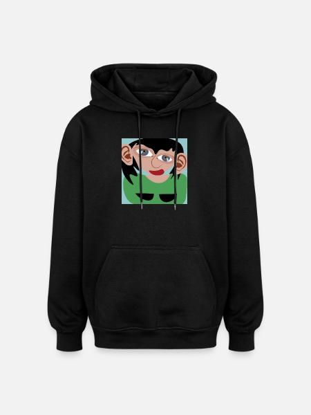 Dark-haired woman - Oversized Unisex Hoodie - black
