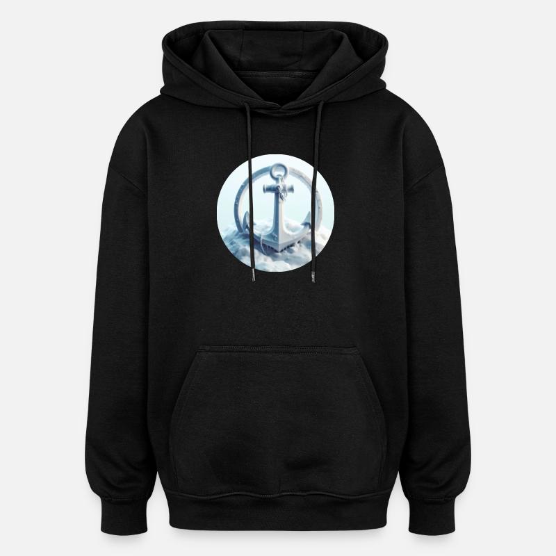 Anker in Eis Landschaft - Oversized Unisex Hoodie - Schwarz