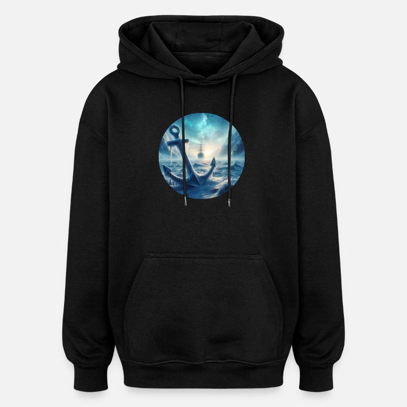 Anker und Schiff Eis Landschaft - Oversized Unisex Hoodie - Schwarz