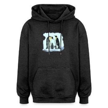 pinguinfamilie, süße vögel - Oversized Unisex Hoodie - Anthrazit - Vorne - Noah (186cm)