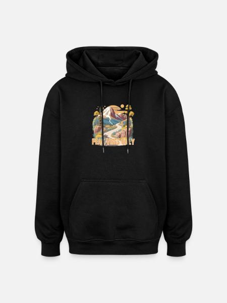 Hiking, Mountains - Oversized Unisex Hoodie - black