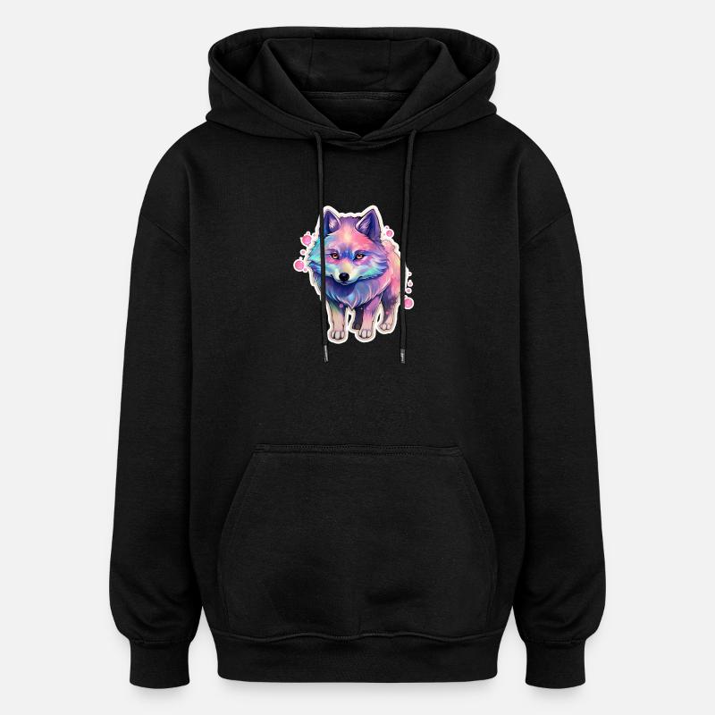 Süßer kleiner Hund mit Regenbogenfell - Oversized Unisex Hoodie - Schwarz