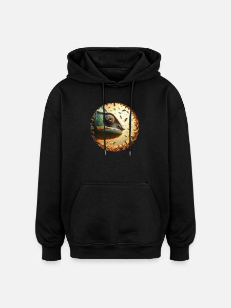 Chameleon with Bees Animation - Oversized Unisex Hoodie - black