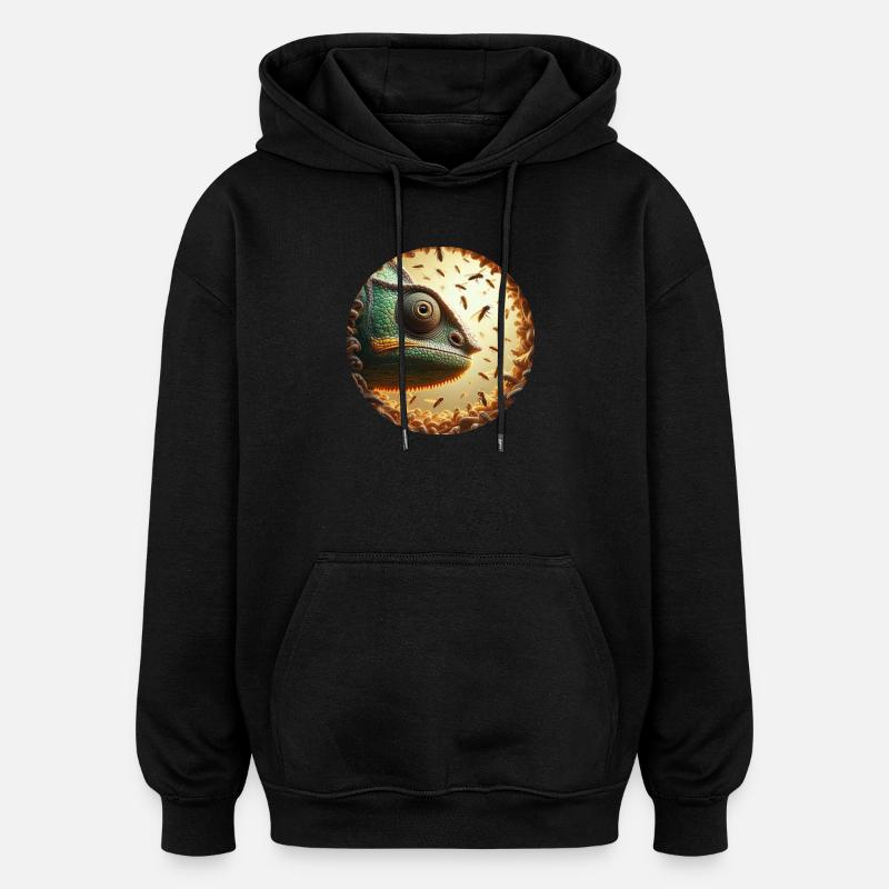 Caméléon avec animation d’abeilles - Sweat à capuche oversize unisexe - noir