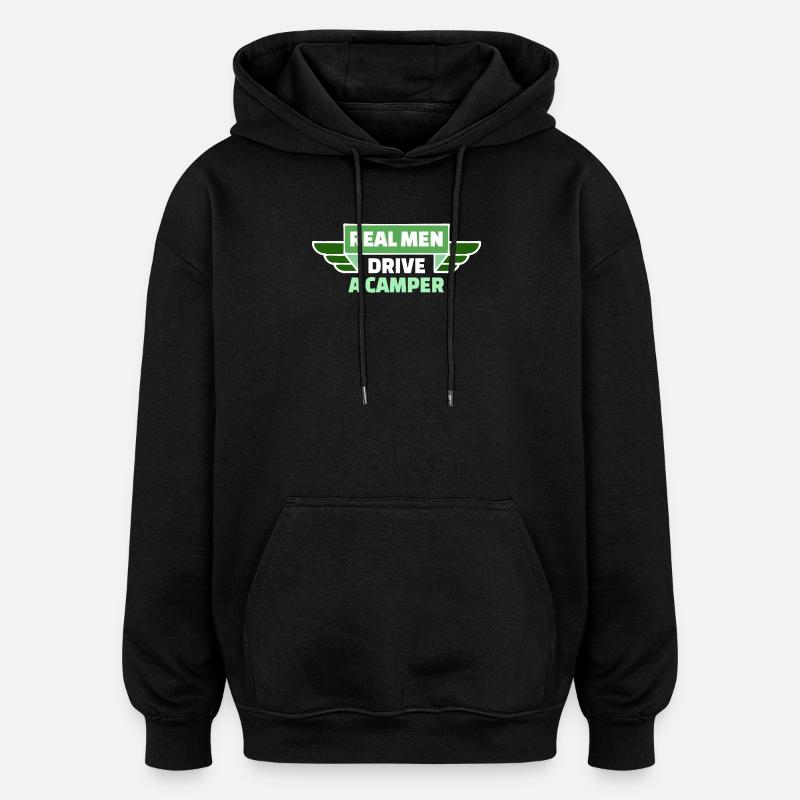 Camper Statement Camping Wanderer Wanderlust - Oversized Unisex Hoodie - Schwarz