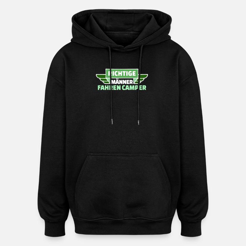 Camping Wanderer Camper Wanderlust Statement - Oversized Unisex Hoodie - Schwarz