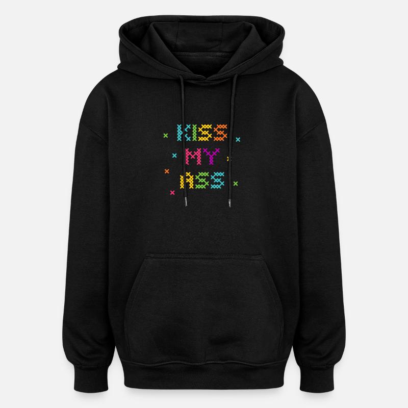 Regenbogen Kreuzstich Wort Kunst Design - Oversized Unisex Hoodie - Schwarz