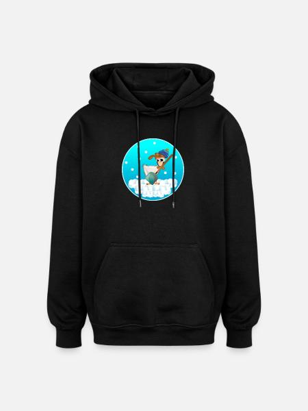 WINTER CHICKEN COOP CHICKENS SNOWFALL - Oversized Unisex Hoodie - black