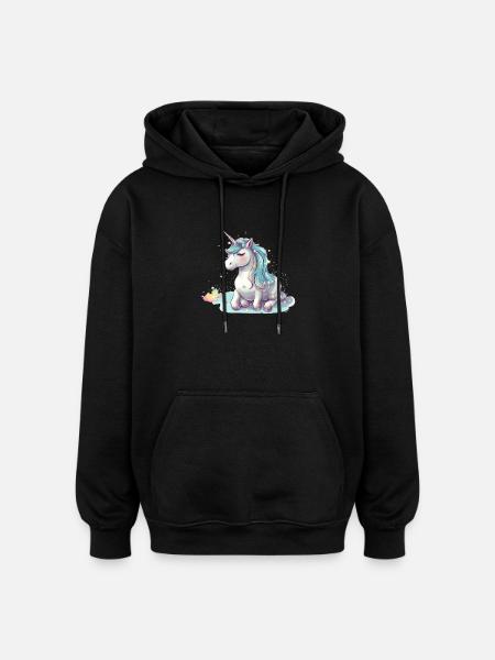 Reclining Unicorn - Oversized Unisex Hoodie - black