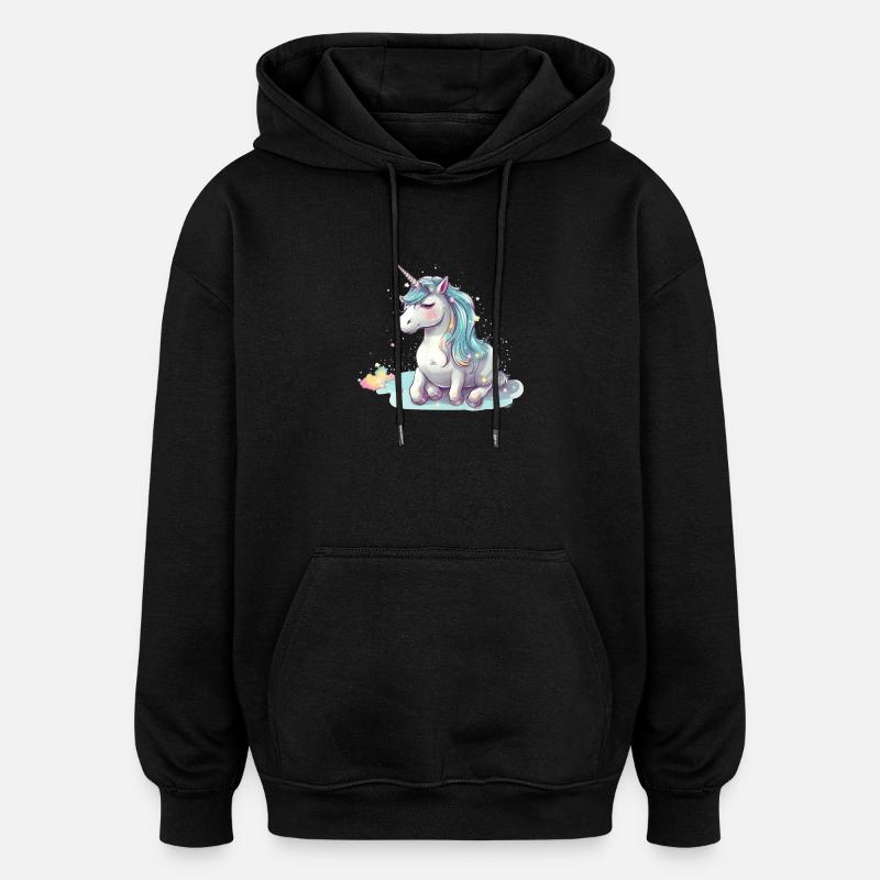 Liegendes Einhorn - Oversized Unisex Hoodie - Schwarz