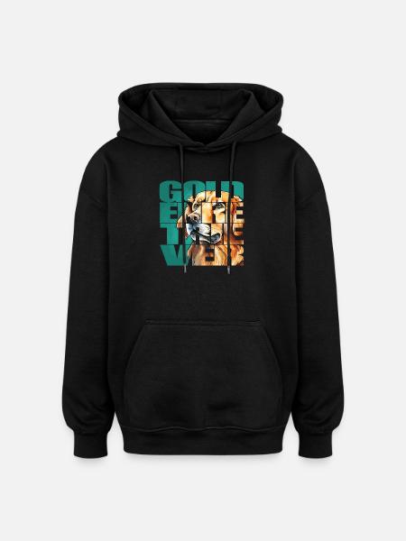 Golden Retriever Portrait - Sweat à capuche oversize unisexe - noir