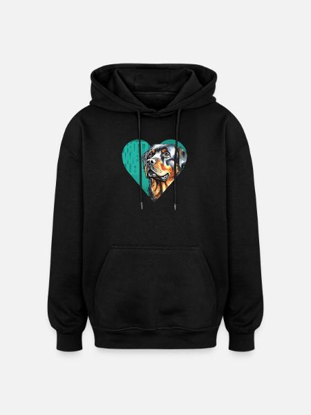 Rottweiler Portrait - Oversized Unisex Hoodie - black