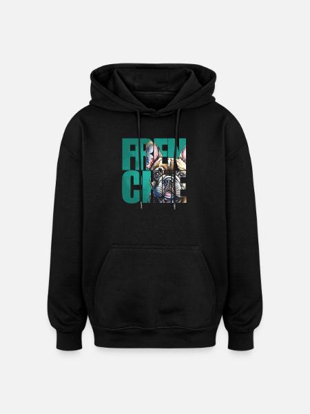 French Bulldog Portrait - Oversized Unisex Hoodie - black