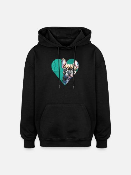 French Bulldog Portrait - Oversized Unisex Hoodie - black