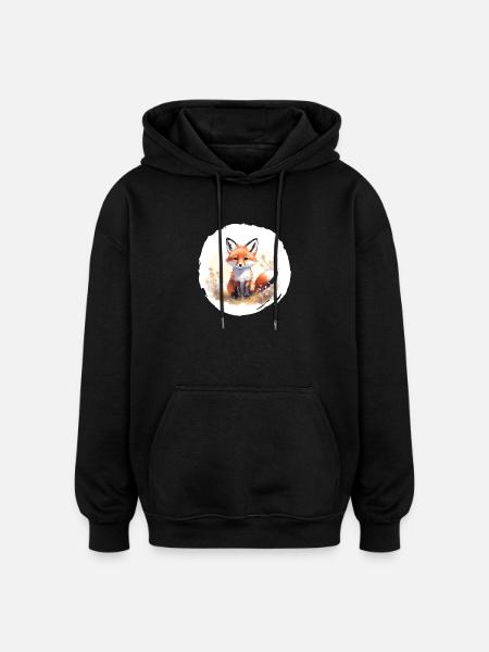 Fuchs Aquarell - Oversized Unisex Hoodie - Schwarz