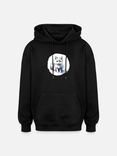 Polarfuchs Aquarell - Oversized Unisex Hoodie - Schwarz
