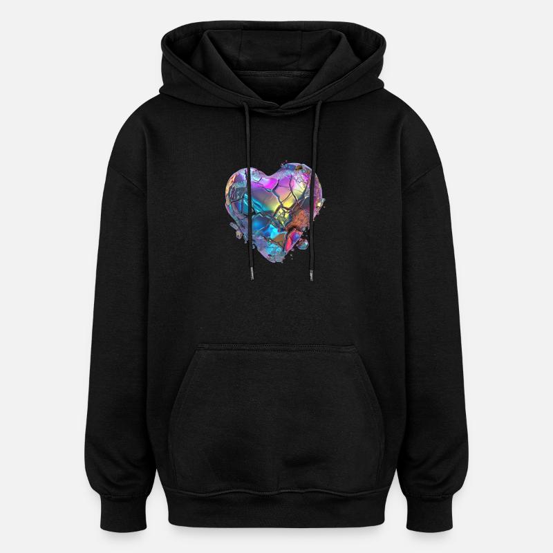 Cœur brisé de pierre - Sweat à capuche oversize unisexe - noir