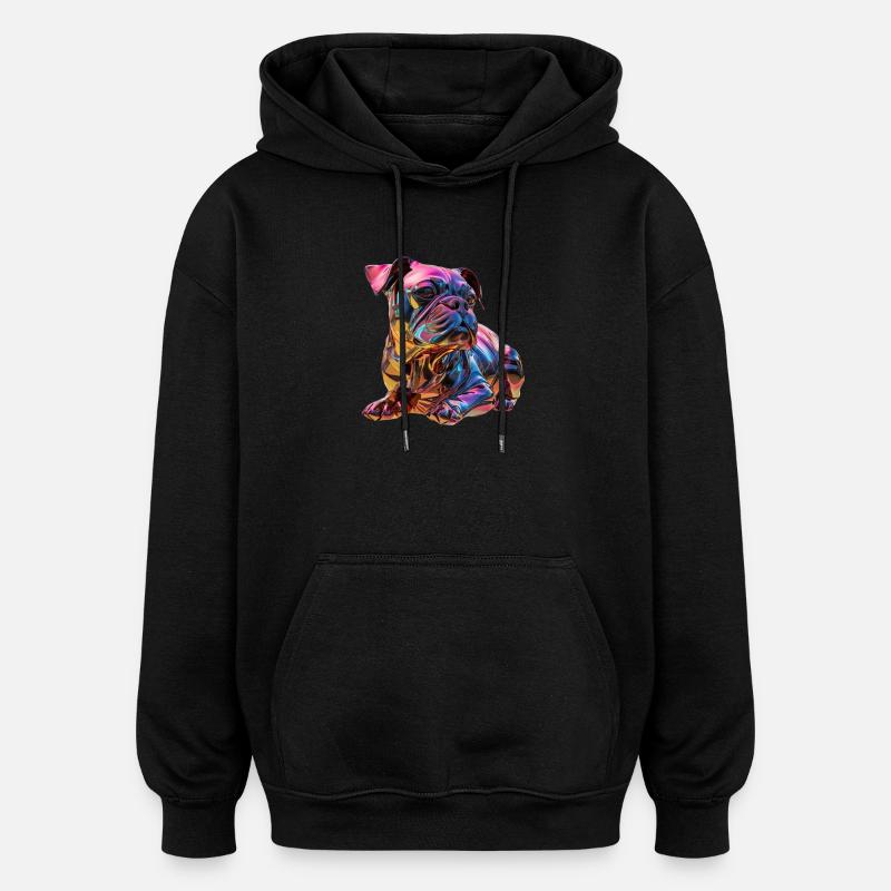 bouledogue chromatique - Sweat à capuche oversize unisexe - noir
