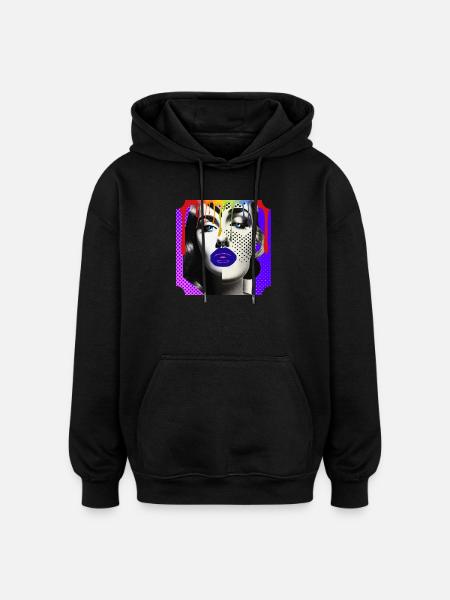 Bunte Pop-Art-Fotocollage - Oversized Unisex Hoodie - Schwarz