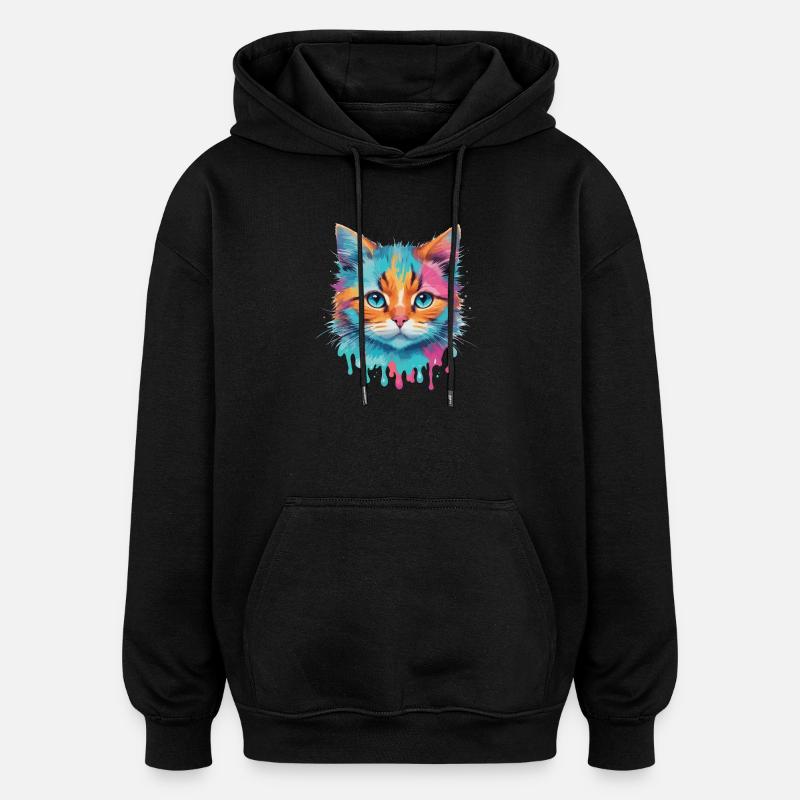 Niedliche Katze - Oversized Unisex Hoodie - Schwarz