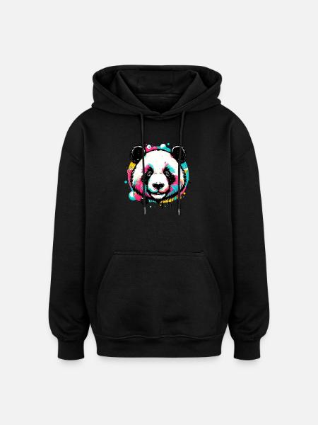 Panda - Oversized Unisex Hoodie - Schwarz