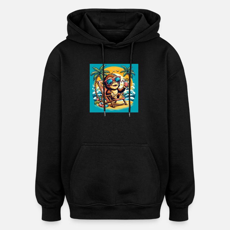 Äffchen am Strand - Oversized Unisex Hoodie - Schwarz