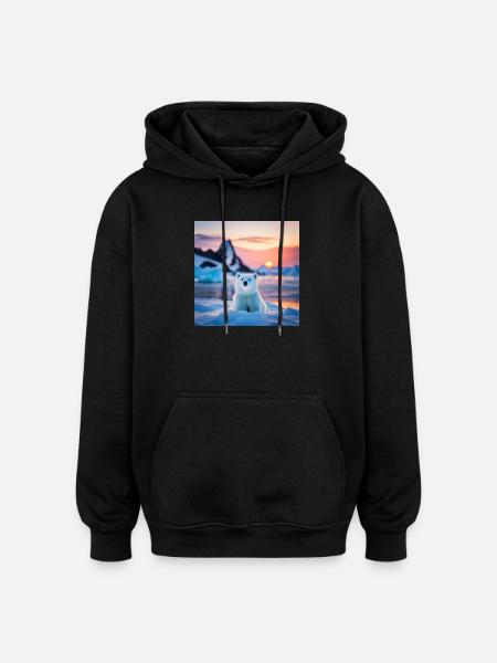 Pooh on the Ice Floe - Oversized Unisex Hoodie - black