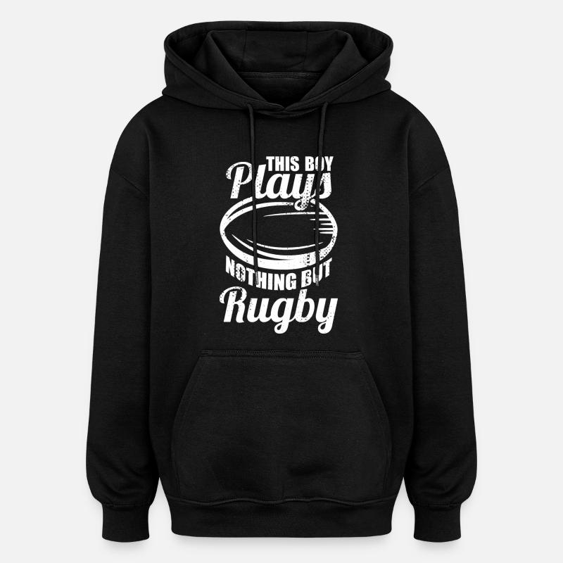 Rugby Junge - Oversized Unisex Hoodie - Schwarz