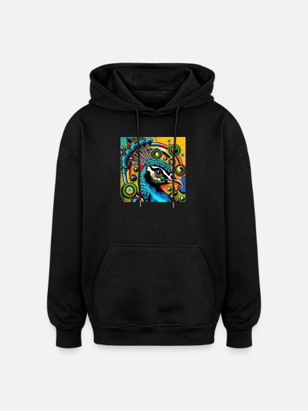 Peacock Pop Art - Oversized Unisex Hoodie - black