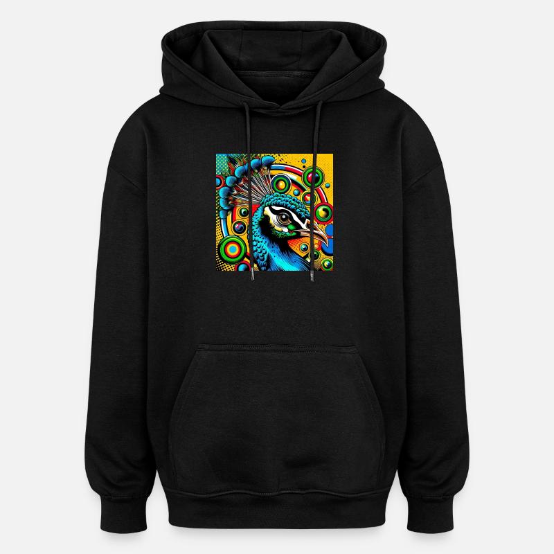 Pfau Pop Art - Oversized Unisex Hoodie - Schwarz
