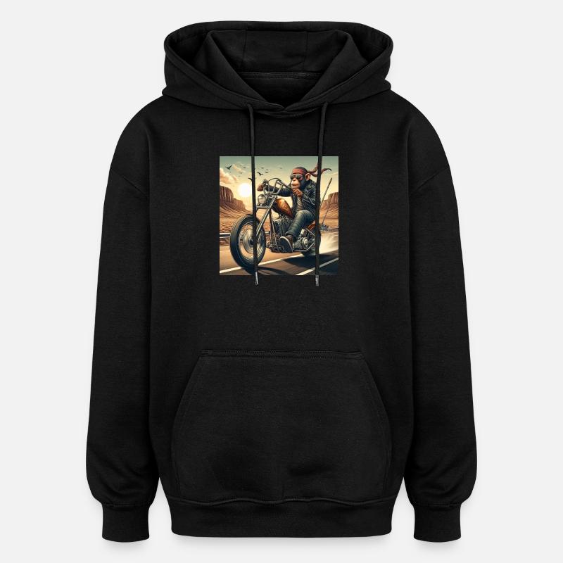 Cooler Affe auf einem Chopper - Oversized Unisex Hoodie - Schwarz