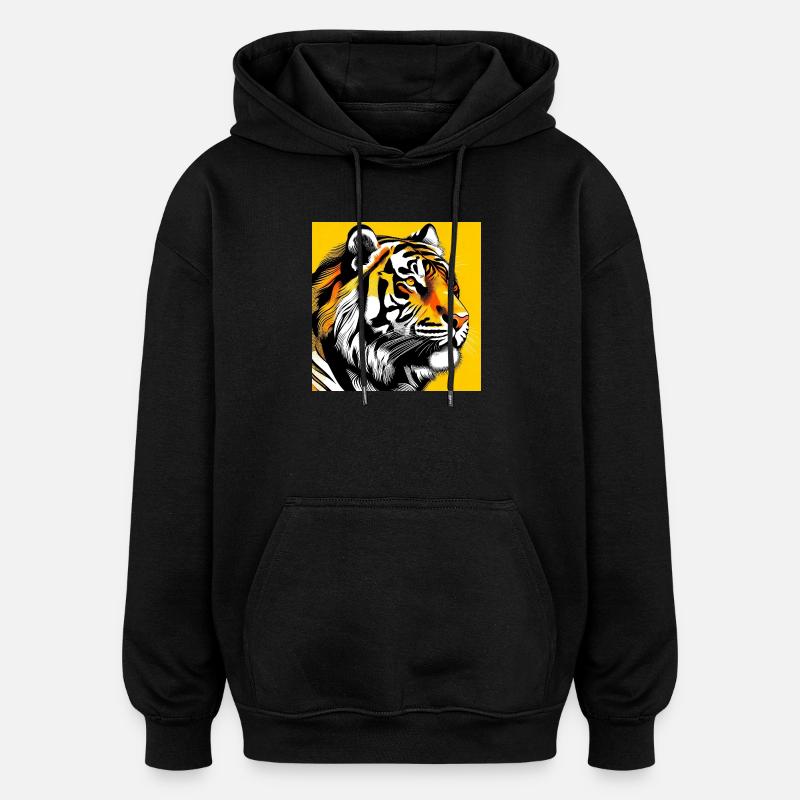 Tigre Pop Art - Sweat à capuche oversize unisexe - noir