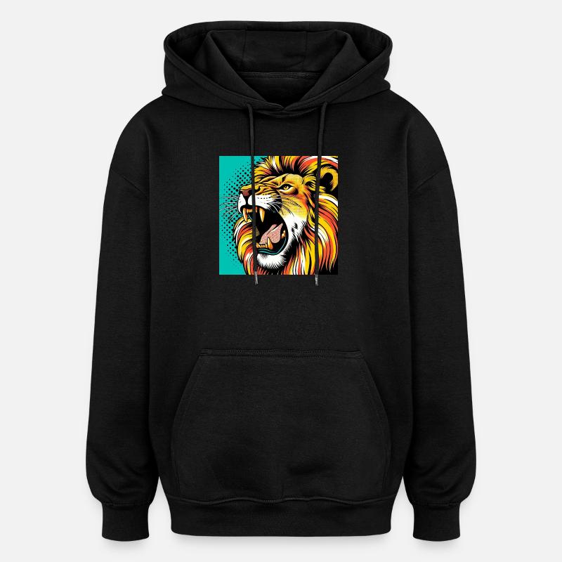 Lion Pop Art - Oversized Unisex Hoodie - black