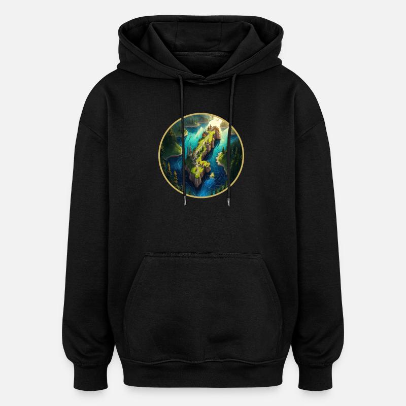 Carte de la Suède fantastique - Sweat à capuche oversize unisexe - noir