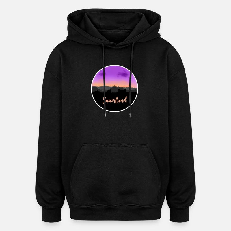 Sauerland Fineline Skyline - Sweat à capuche oversize unisexe - noir