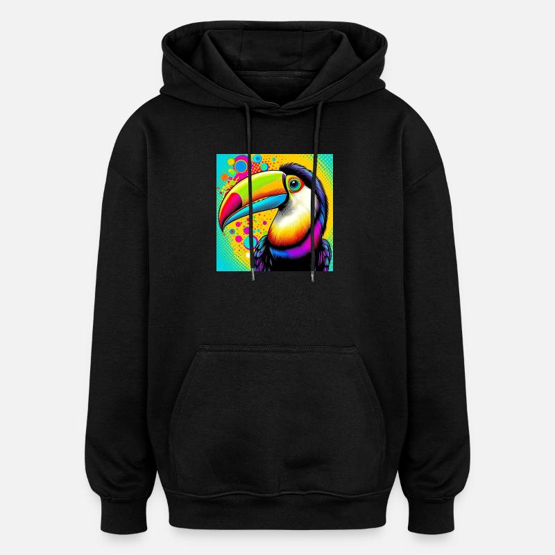 Toucan Pop Art - Sweat à capuche oversize unisexe - noir