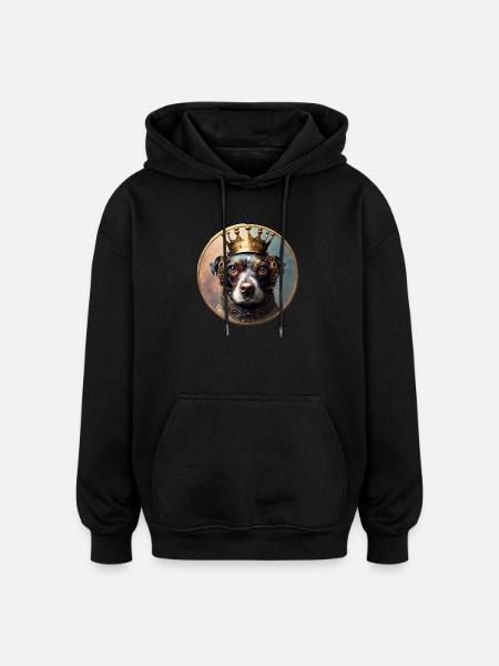 Royal Dog with Crown - Oversized Unisex Hoodie - black