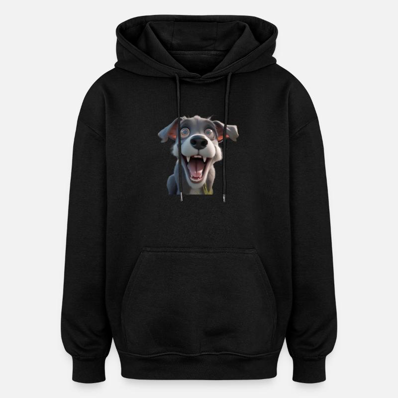 Crazy Dog - Oversized Unisex Hoodie - black