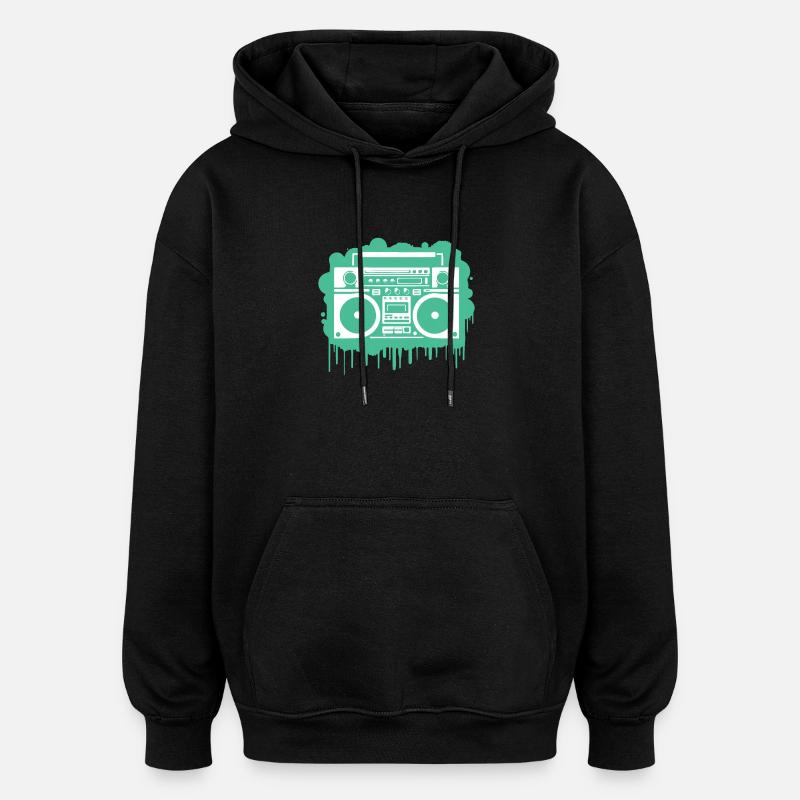 Cyan Ghettoblaster - Oversized Unisex Hoodie - Schwarz