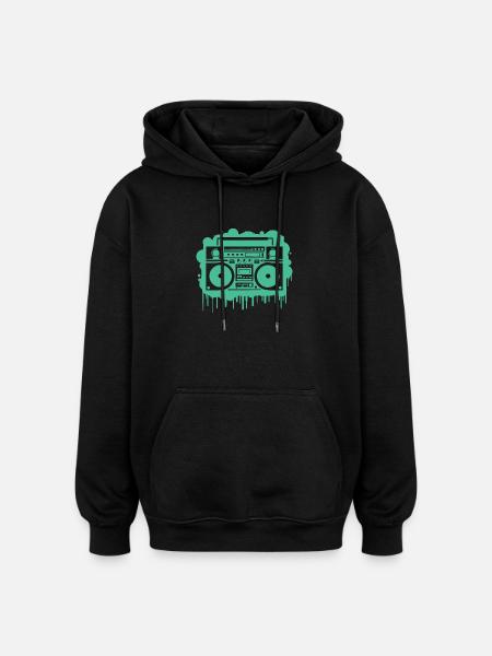 Cyan Boom Box (Seethrough) - Oversized Unisex Hoodie - black