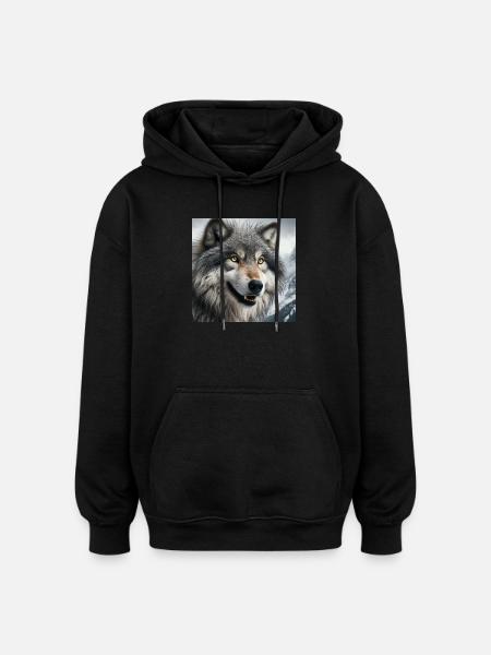 Wolf - Oversized Unisex Hoodie - black