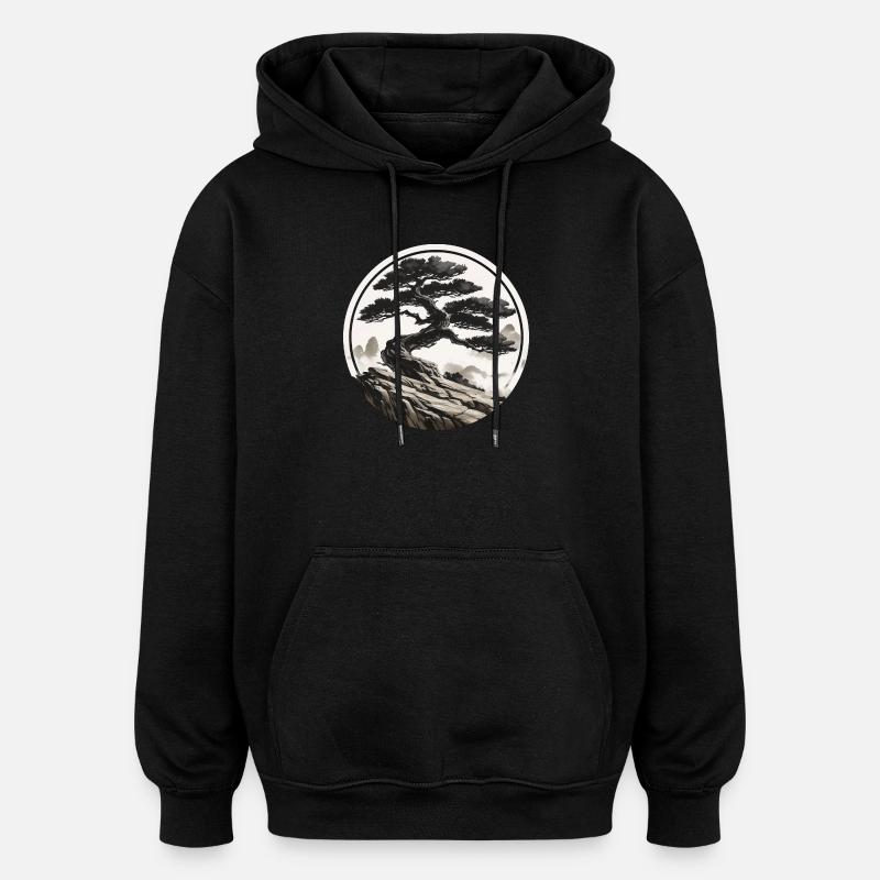 Paysage Asiatique - Sweat à capuche oversize unisexe - noir