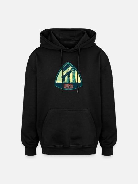 Illustration antiker Ruinen in Rom - Oversized Unisex Hoodie - Schwarz