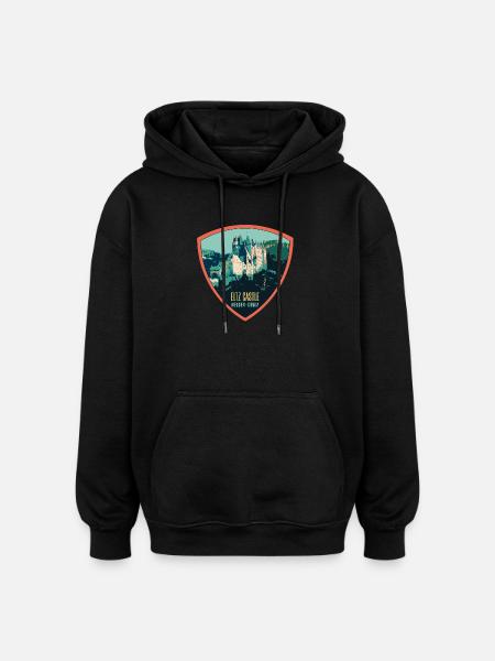 Illustration Eltz Castle, Moselle, Germany - Oversized Unisex Hoodie - black