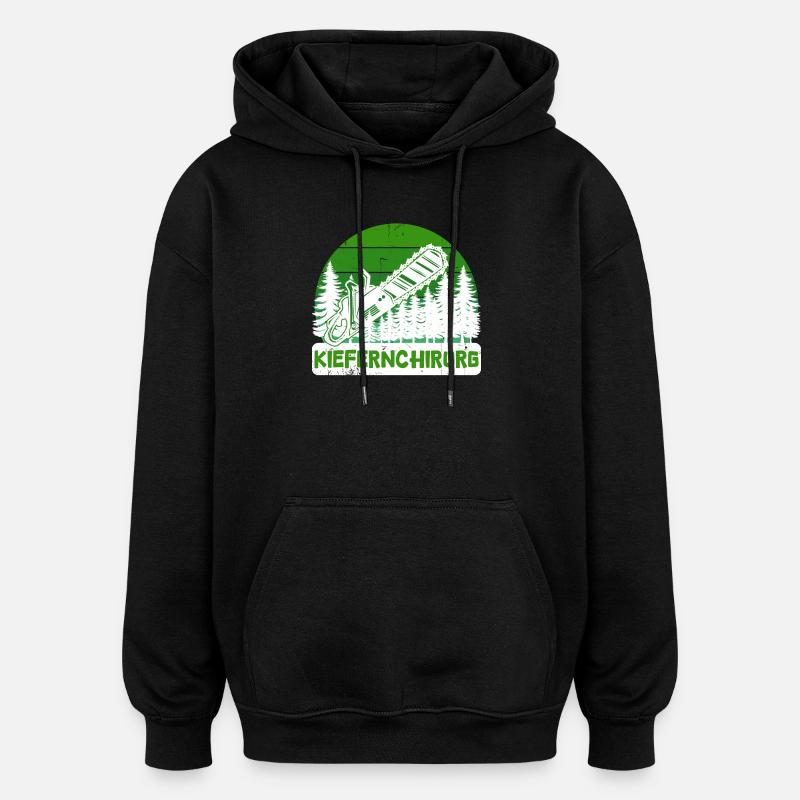 Bûcheron arbre tronçonneuse déclaration boiserie - Sweat à capuche oversize unisexe - noir